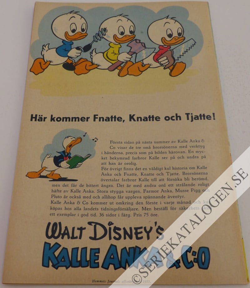 Baksida på Musse Pigg besöker Torsdag (1955)