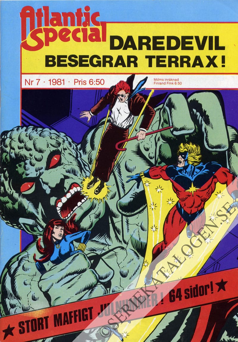 Framsida på Atlantic special Daredevil besegrar Terrax! (1981)