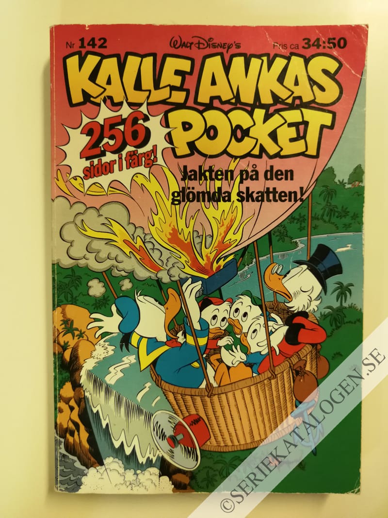 Framsida på Kalle Ankas pocket #142 - Jakten på den glömda skatten! (1992)