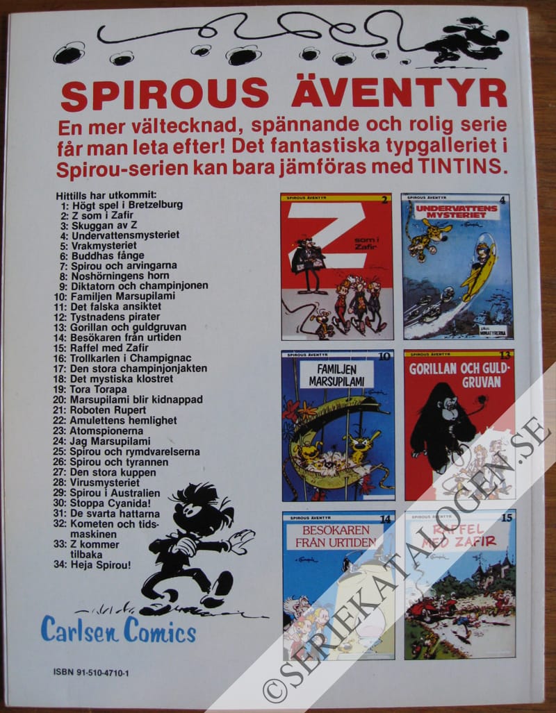 Baksida på Heja Spirou! (1988)