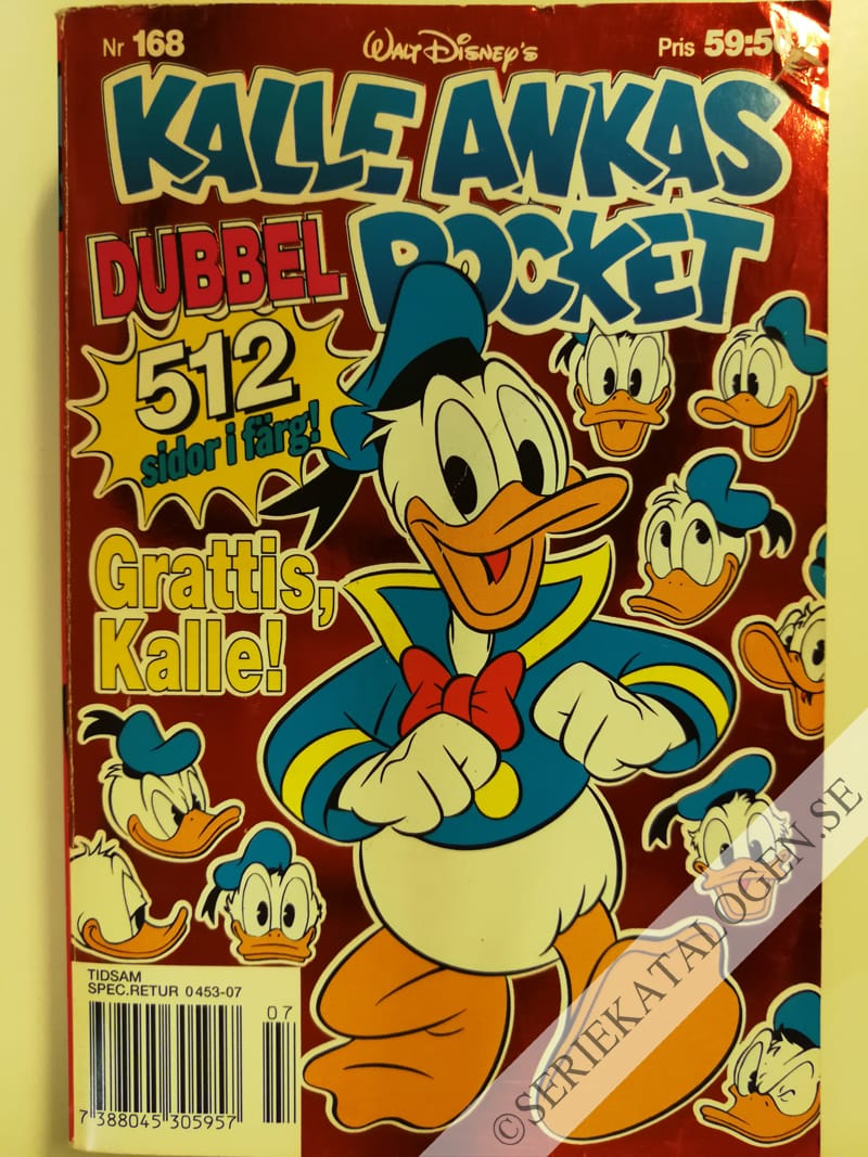 Framsida på Kalle Ankas pocket #168 - Grattis, Kalle! (1994)