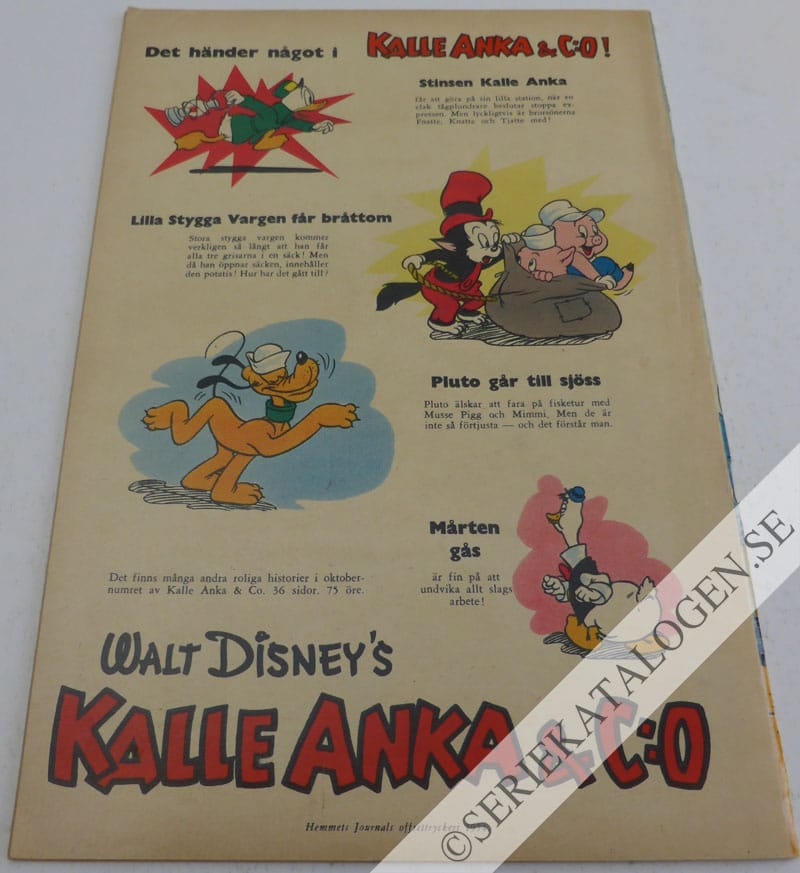 Baksida på Kalle Anka och den gyllene hjälmen (1954)
