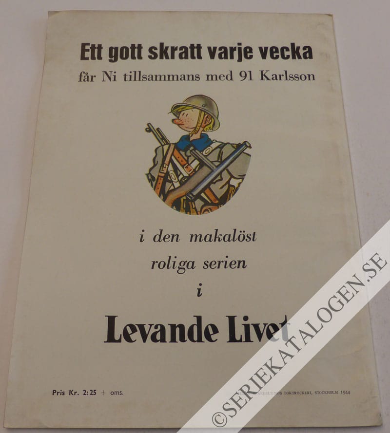 Baksida på 91 Karlsson julen 1944 - Hela Sveriges lille beväringsman (1944)