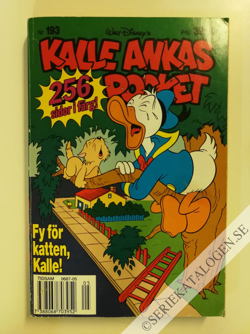 Framsida på Kalle Ankas pocket #193 - Fy för katten, Kalle! (1996)