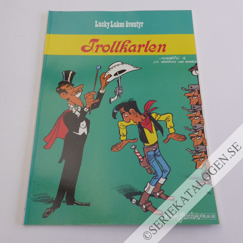 Framsida på Lucky Lukes äventyr Trollkarlen (1984)