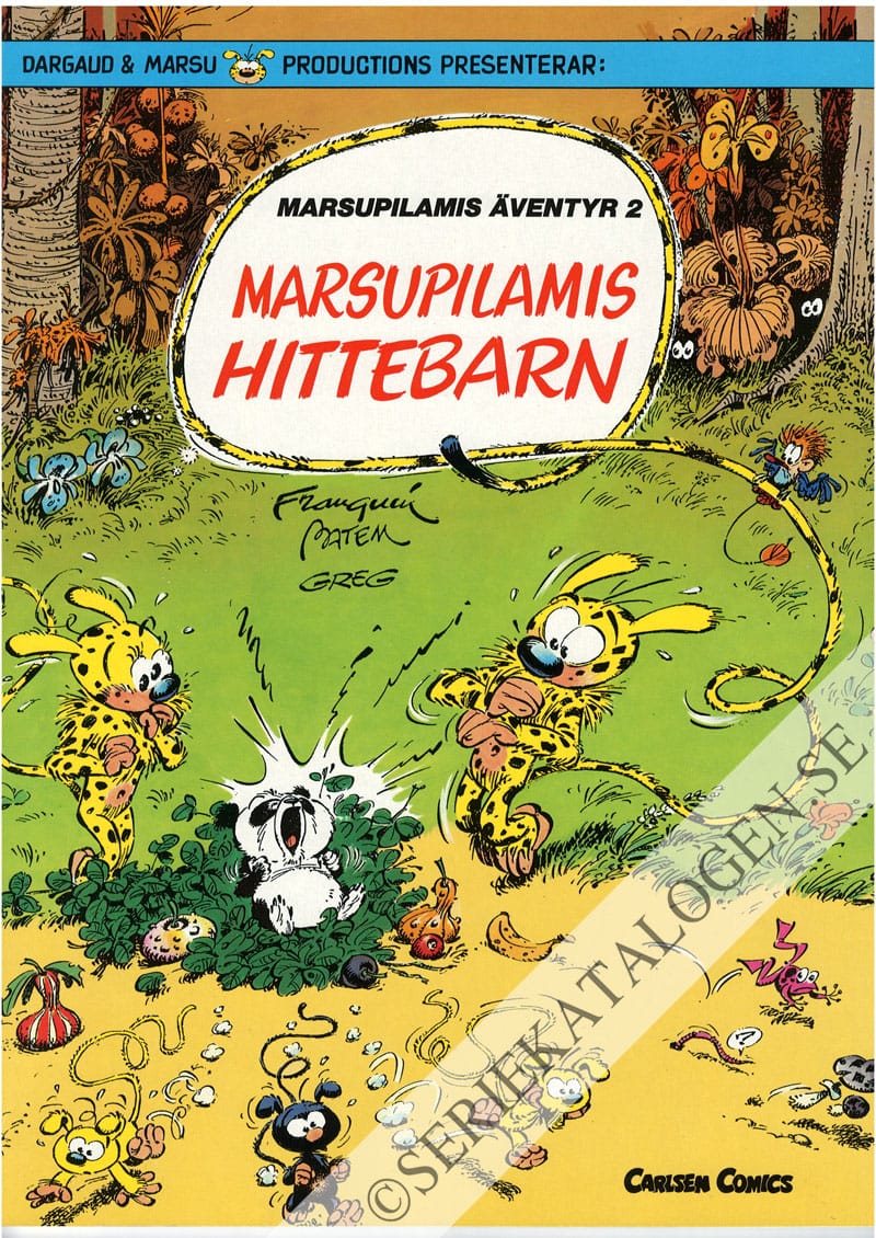 Framsida på Marsupilamis äventyr Marsupilamis hittebarn (1989)