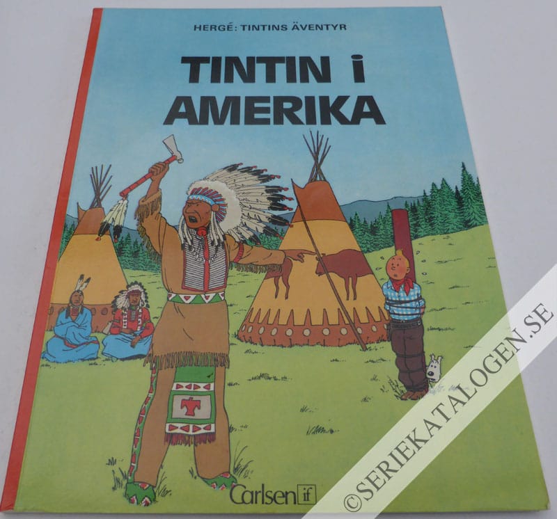 Framsida på Tintins äventyr Tintin i Amerika (1975)