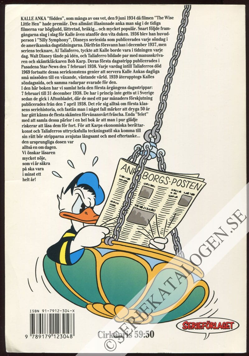 Baksida på Dagstidningsserier från 1938 (1990)