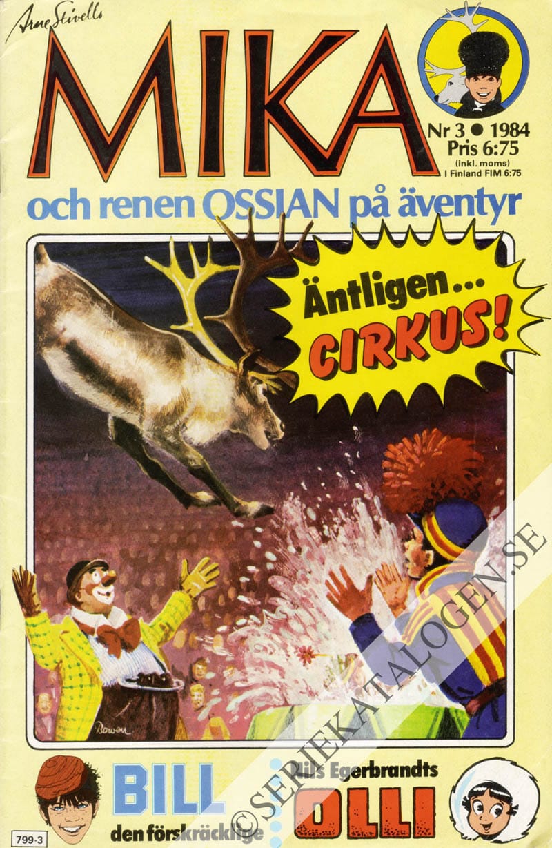 Framsida på Mika och renen Ossian på äventyr #3 (1984)