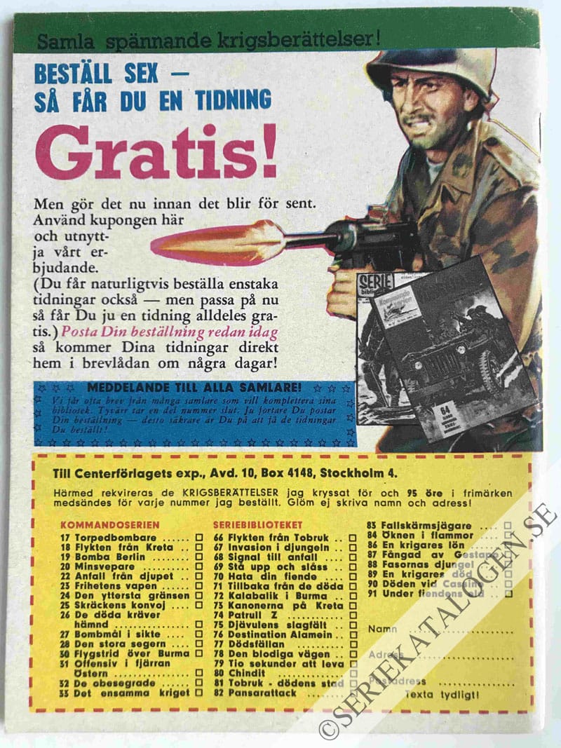 Baksida på Uppdraget slutfört (1964)