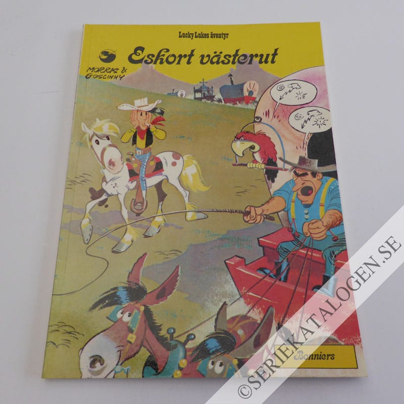 Framsida på Lucky Lukes äventyr Eskort västerut (1976)