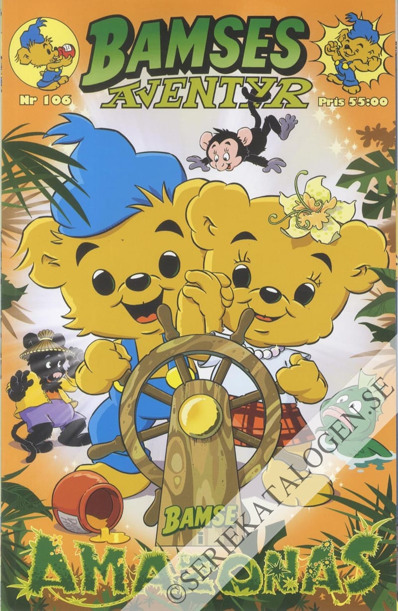 Framsida på Bamses äventyr Bamse i Amazonas (2023)