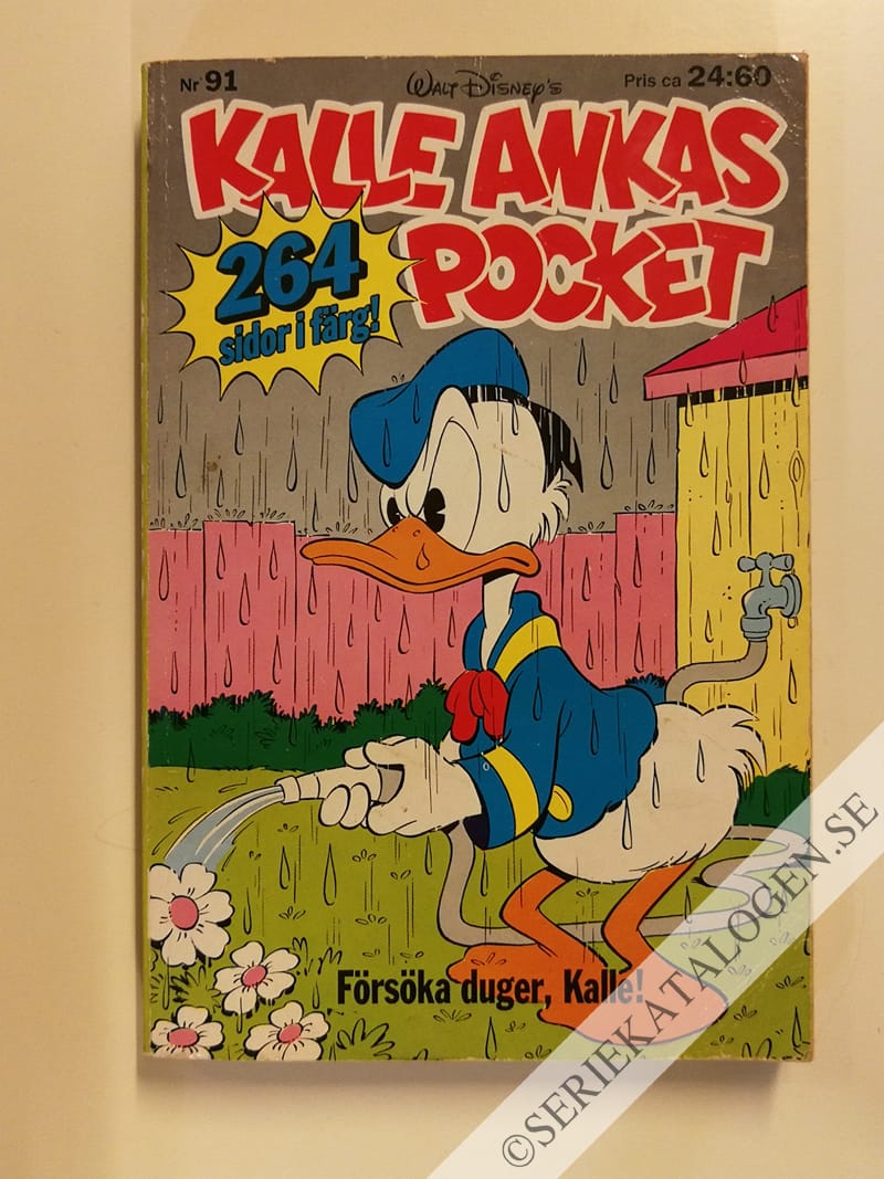 Framsida på Kalle Ankas pocket #91 - Försöka duger, Kalle! (1987)