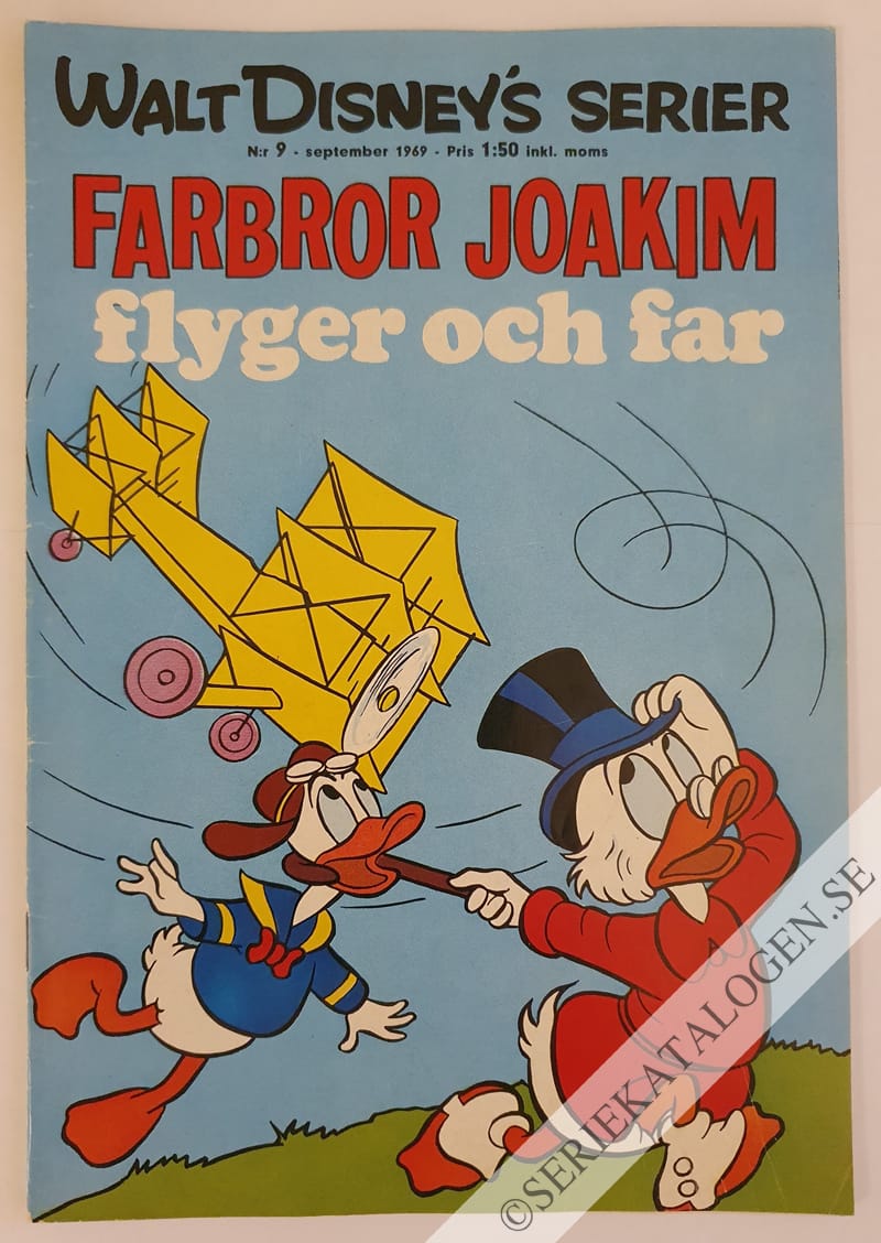 Framsida på Walt Disney's serier Farbror Joakim flyger och far (1969)