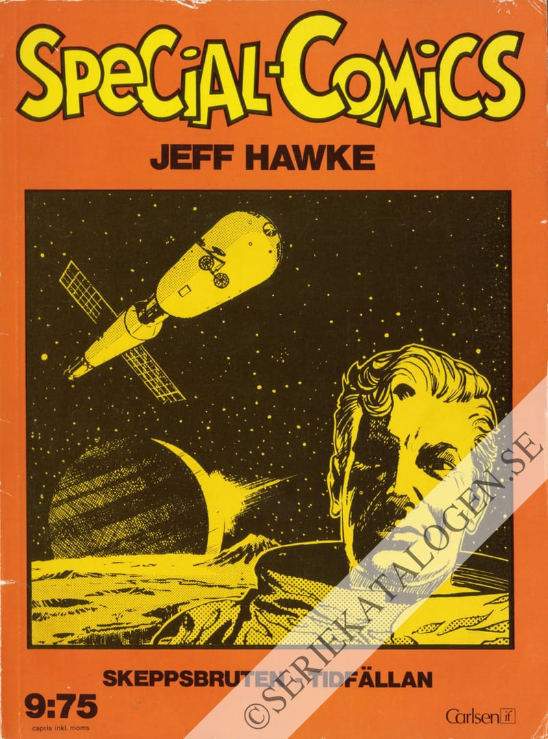 Framsida på Special-comics Jeff Hawke - Skeppsbruten/Tidfällan (1975)