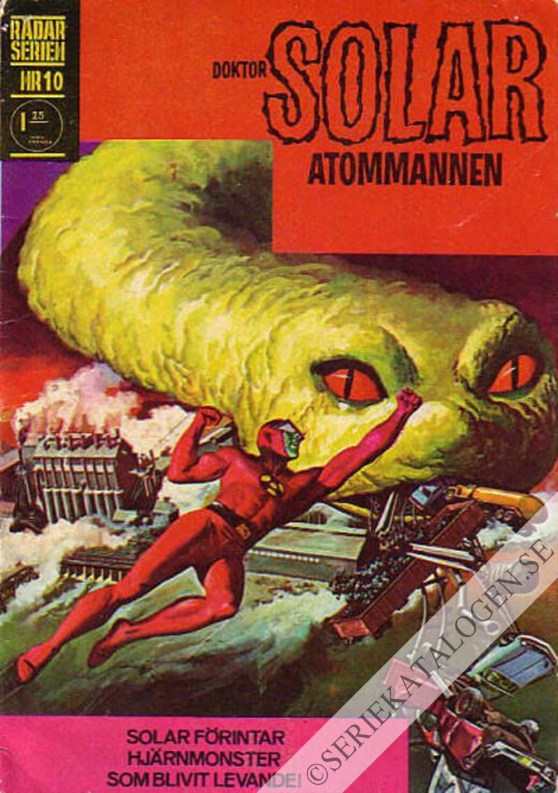 Framsida på Radarserien Doktor Solar Atommannen - Solar förintar hjärnmonster som blivit levande! (1969)