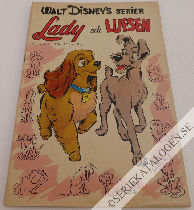 Framsida på Walt Disney's serier Lady och Lufsen (1956)