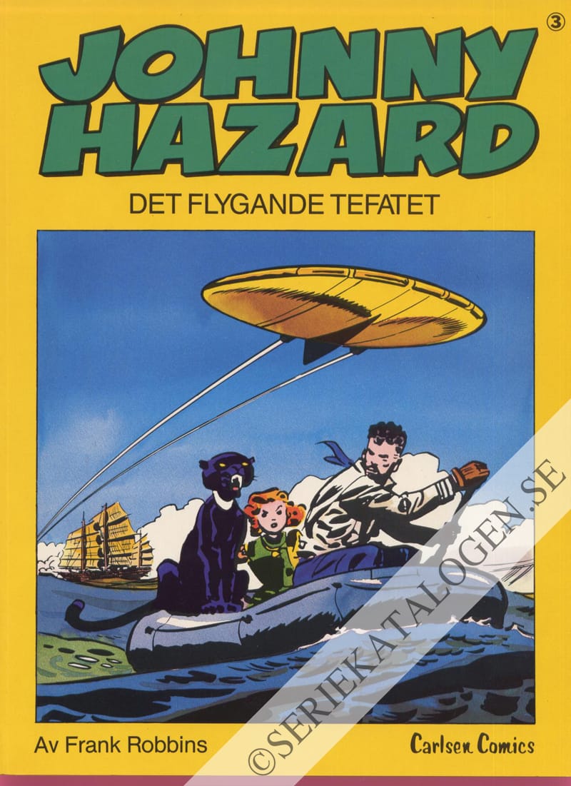 Framsida på Johnny Hazards äventyr Det flygande tefatet (1984)