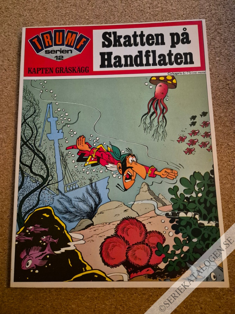 Framsida på Trumf-serien #12 - Kapten Gråskägg - Skatten på Handflatan (1973)