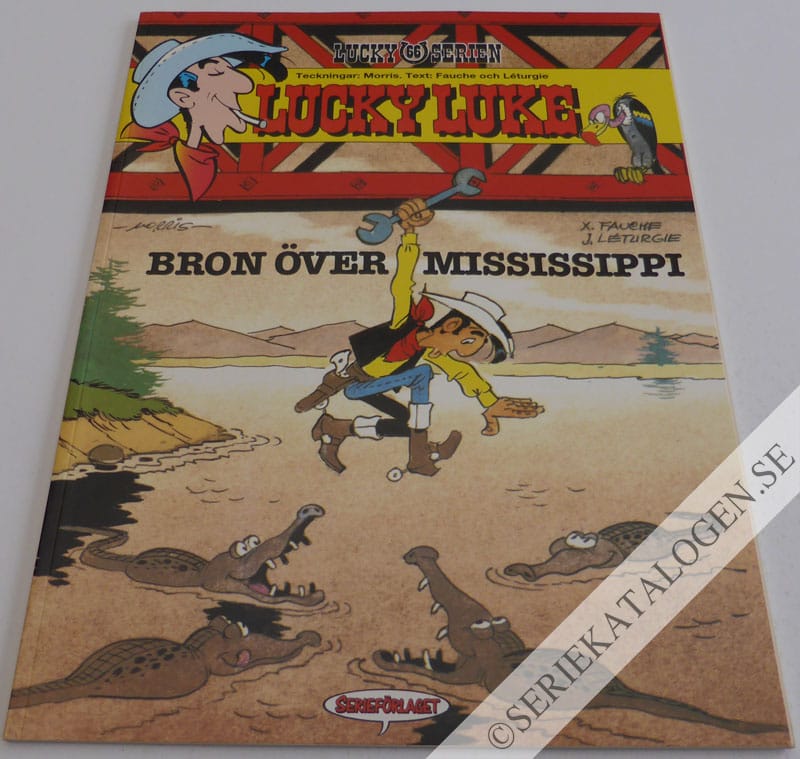 Framsida på Lucky Lukes äventyr #66 - Bron över Mississippi (1994)
