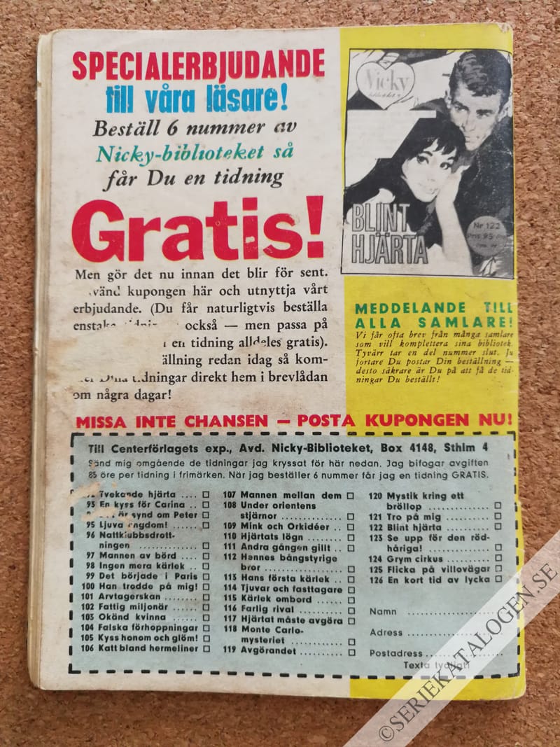 Baksida på Äventyrlig semester (1964)