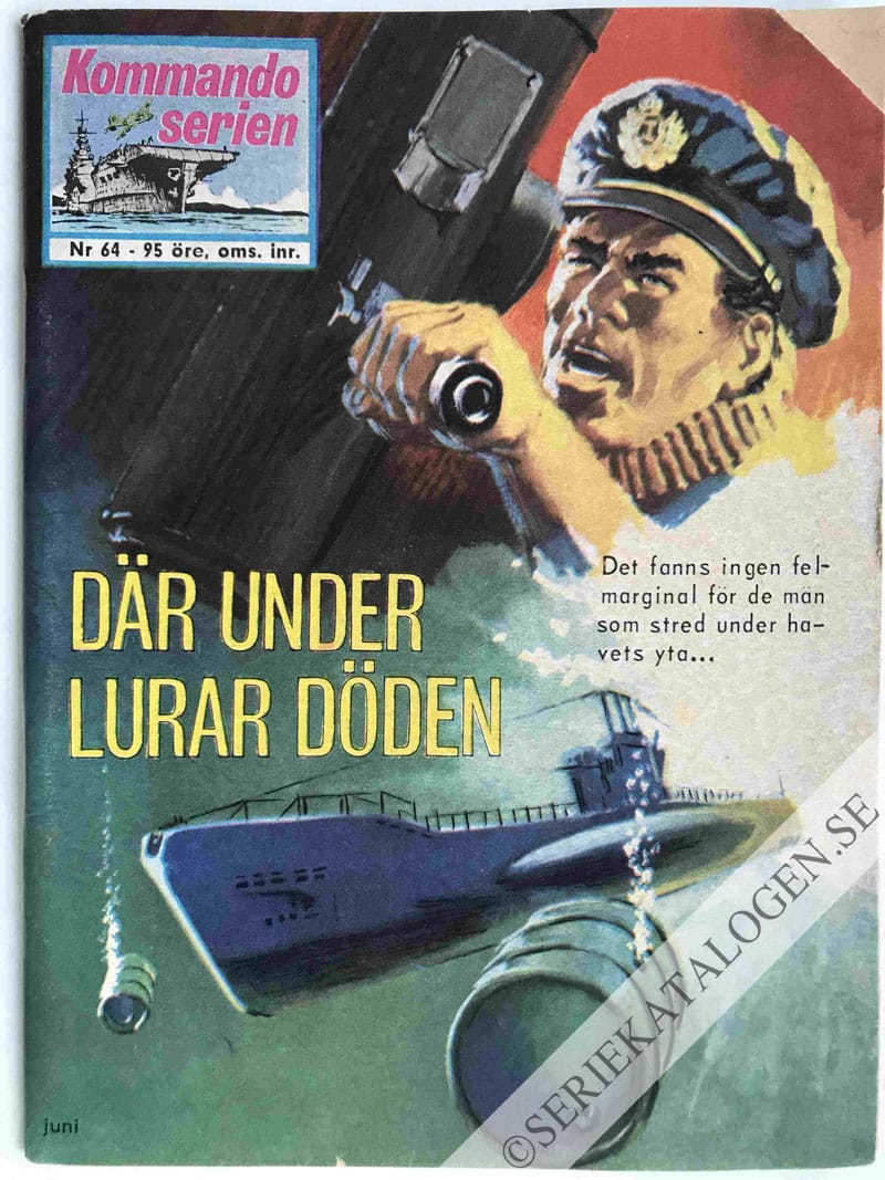 Framsida på Kommandoserien #64 - Där under lurar döden (1965)