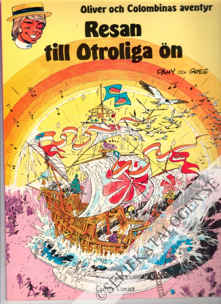 Framsida på Oliver och Colombinas äventyr Resan till Otroliga ön (1980)