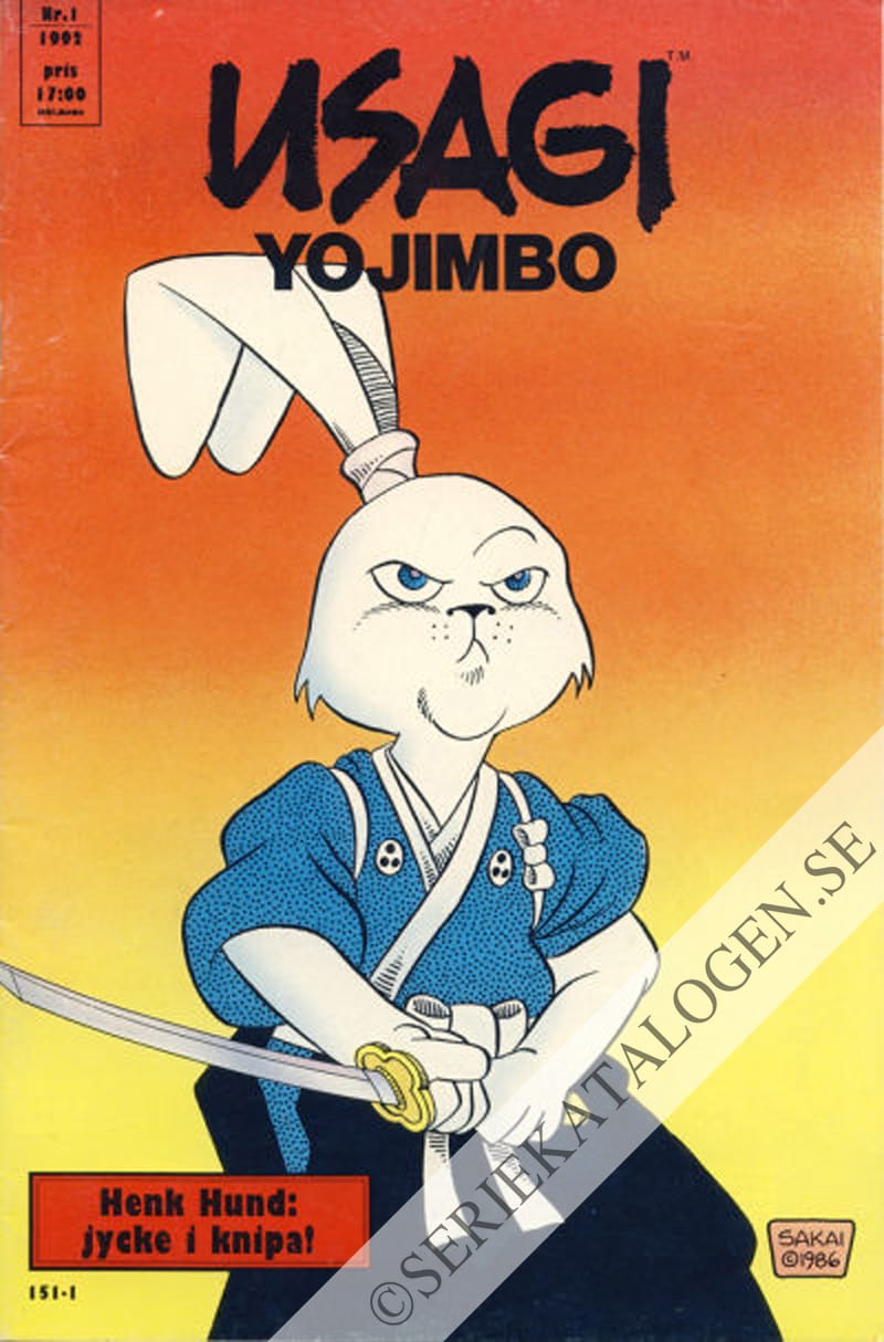 Framsida på Usagi Yojimbo Henk Hund: Jycke i knipa! (1992)