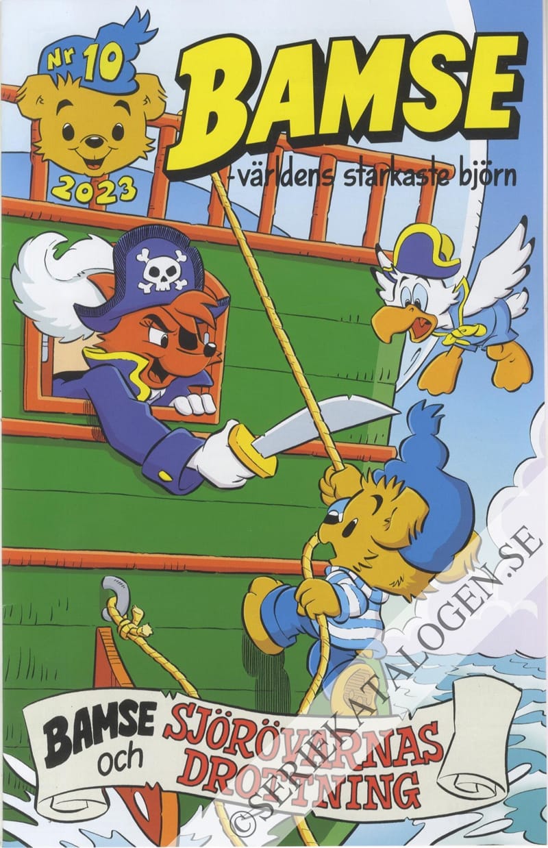 Framsida på Bamse #10 - Bamse och sjörövarnas drottning (2023)
