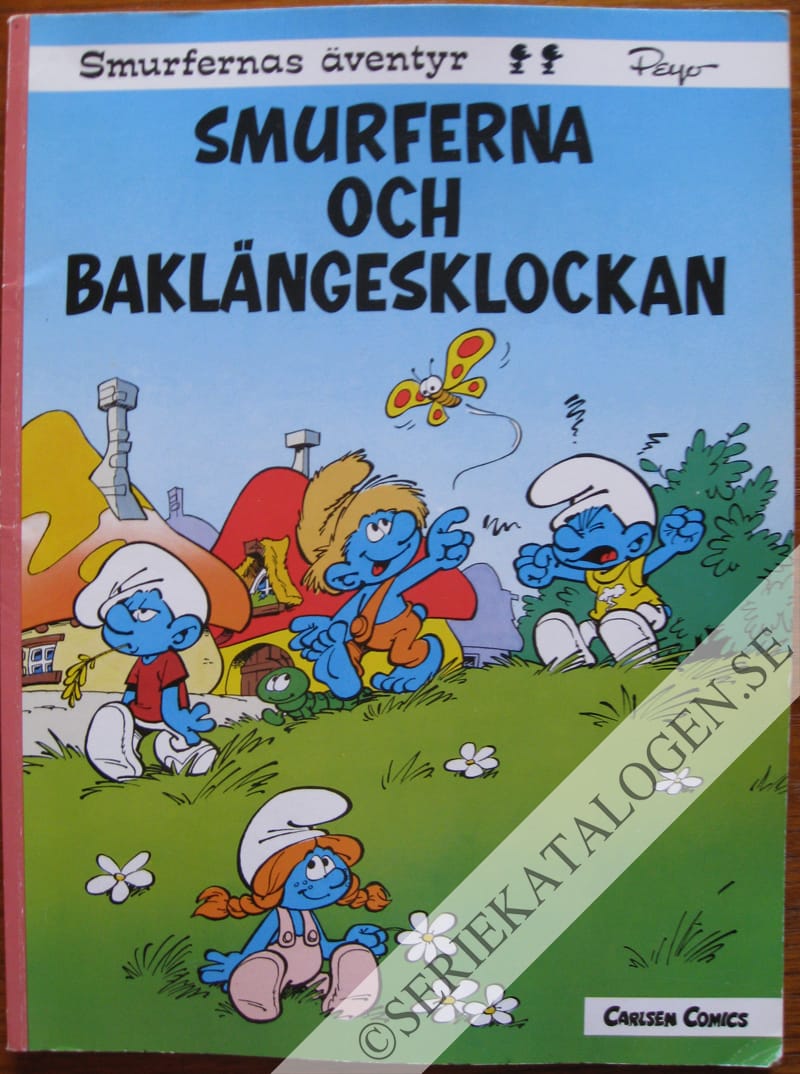 Framsida på Smurfernas äventyr Baklängesklockan (1989)