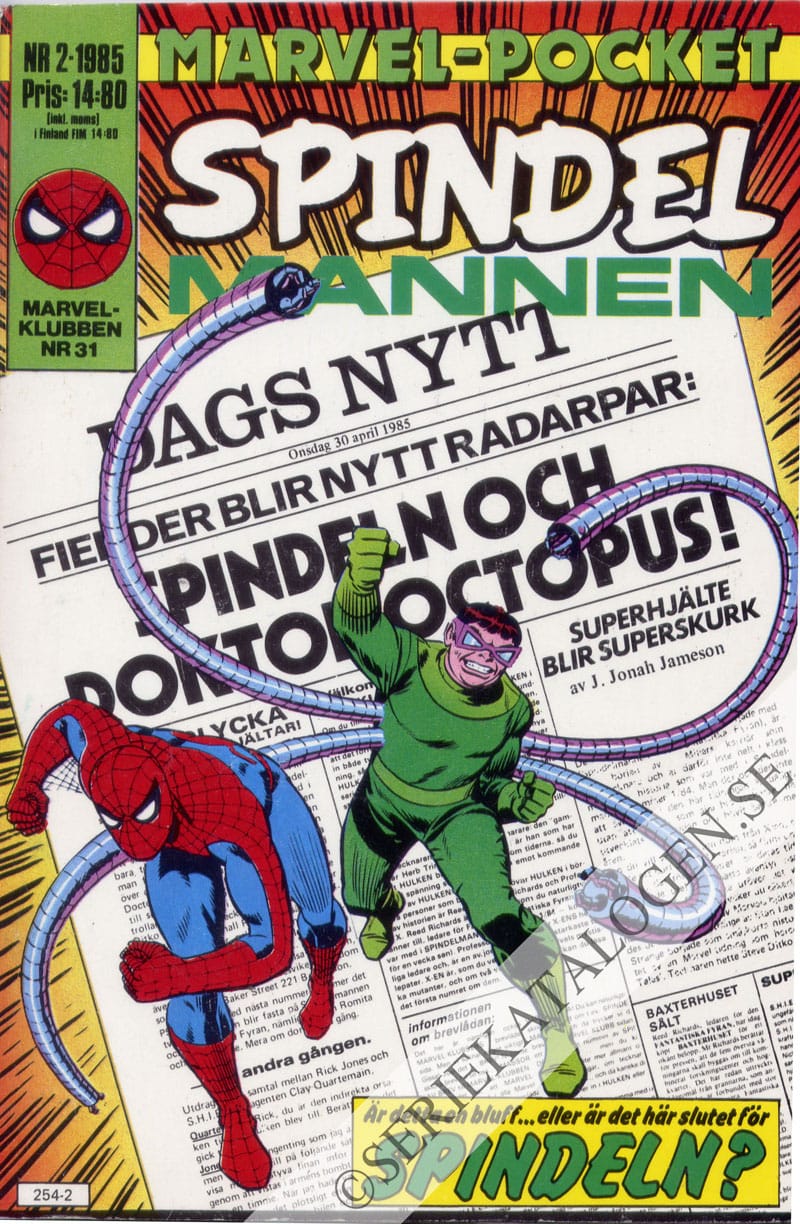 Framsida på Marvel-pocket Spindelmannen (1985)