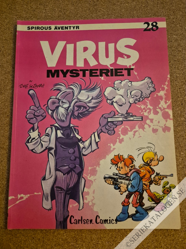 Framsida på Spirous äventyr Virusmysteriet (1984)