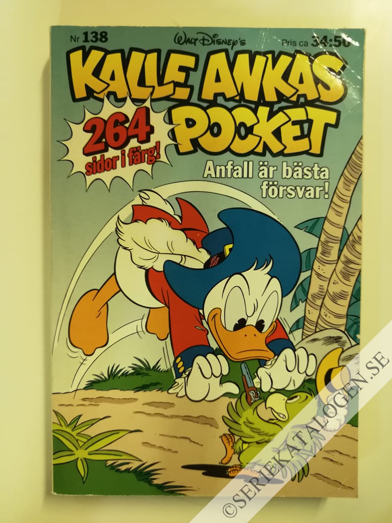 Framsida på Kalle Ankas pocket #138 - Anfall är bästa försvar! (1991)