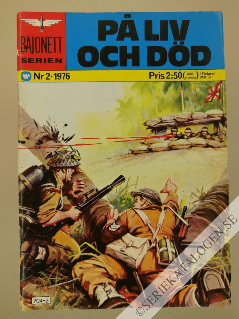 Framsida på Bajonettserien #2 - På liv och död (1976)