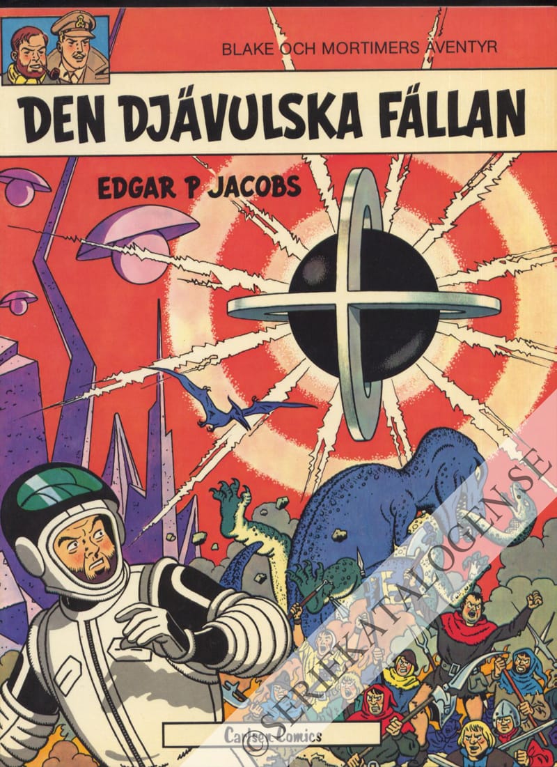 Framsida på Blake och Mortimers äventyr Den djävulska fällan (1980)