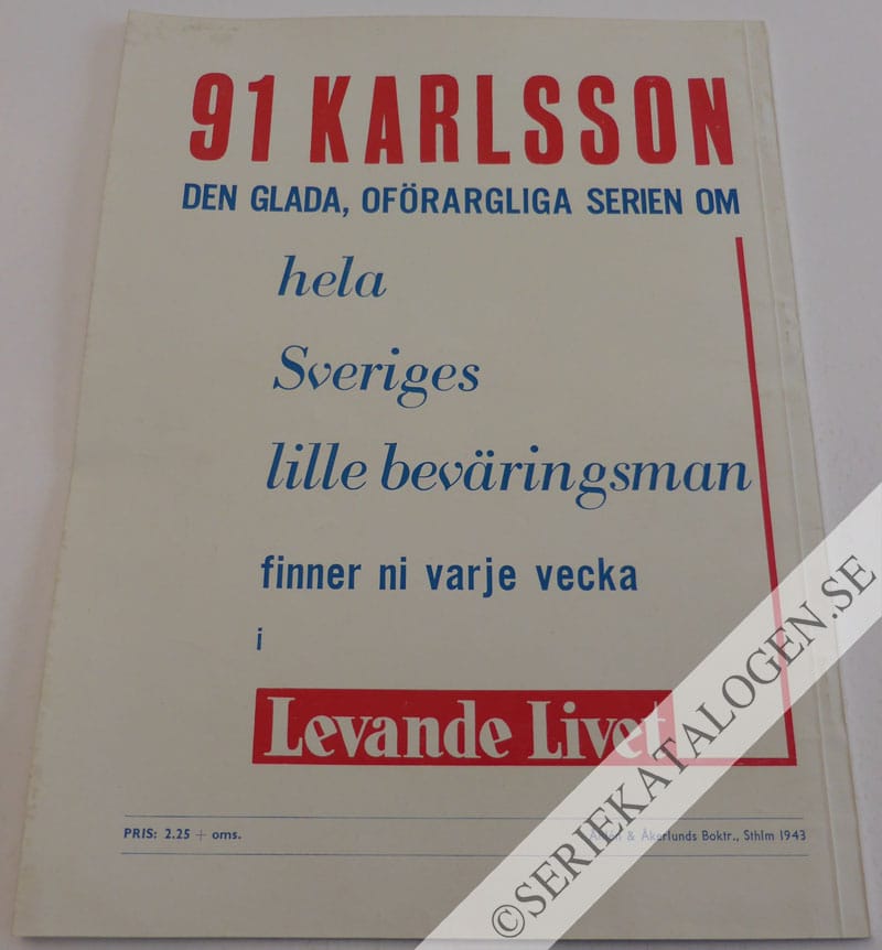 Baksida på 91 Karlsson julen 1943 - Hela Sveriges lille beväringsman (1943)
