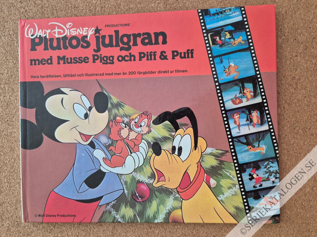 Framsida på Walt Disney FILM Plutos julgran med Musse Pigg och Piff och Puff -Hela berättelsen, lättläst och illustrerad med mer än 200 färgbilder direkt ur filmen (1980)