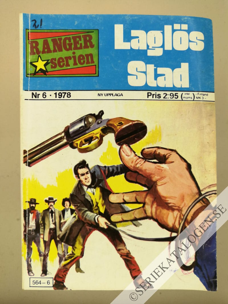 Framsida på Rangerserien Laglös stad (1978)