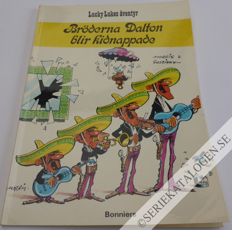 Framsida på Lucky Lukes äventyr Bröderna Dalton blir kidnappade (1973)