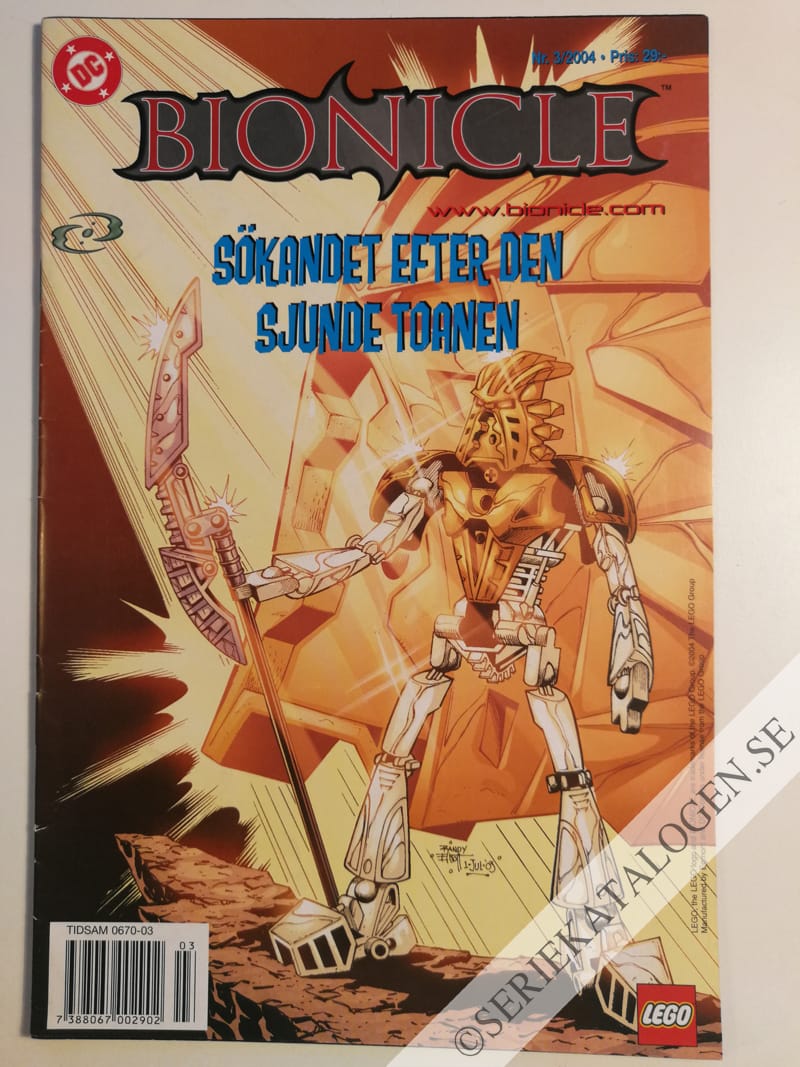 Framsida på Lego Bionicle Sökandet efter den sjunde toanen (2004)