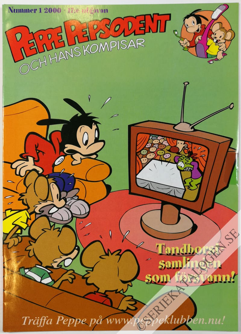 Framsida på Peppe Pepsodent Tandborstsamlingen som försvann! (2000)