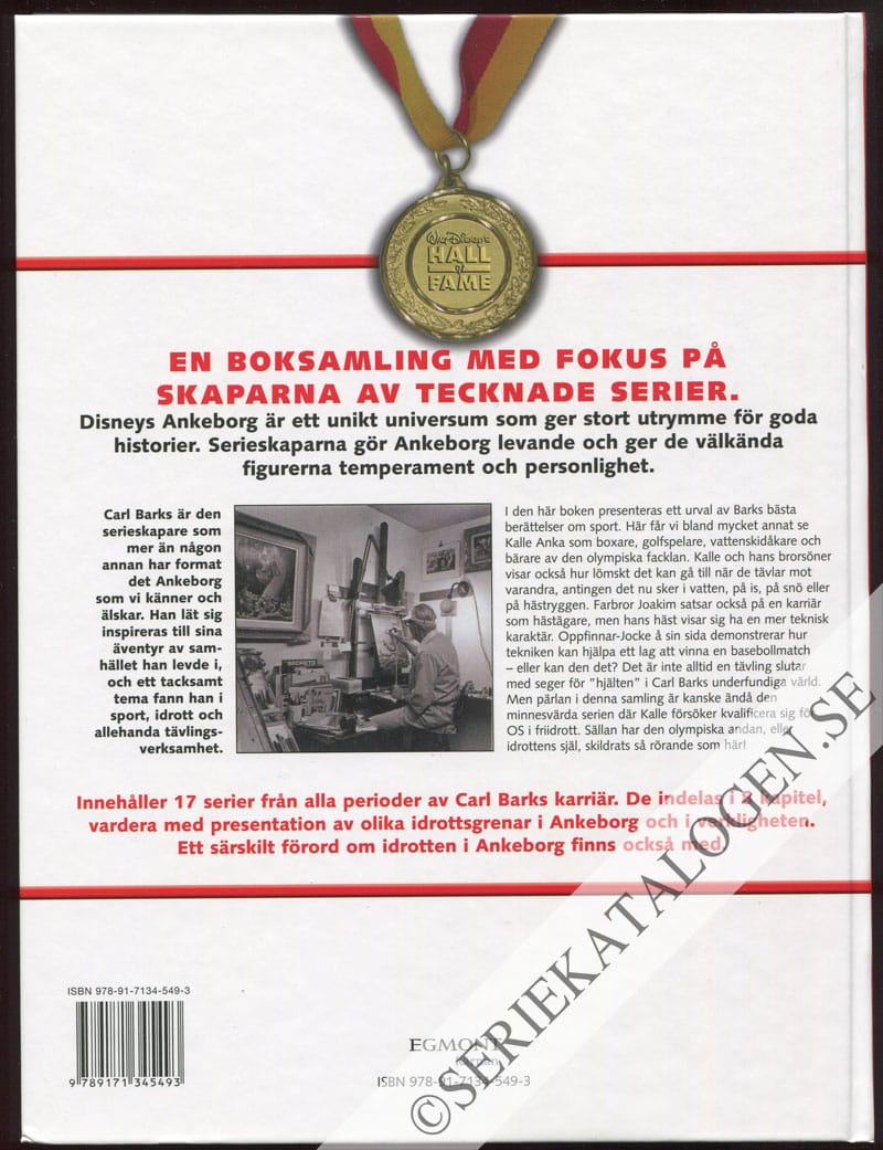 Baksida utan skyddsomslag på Carl Barks - Idrottsglädje i Ankeborg (2007)