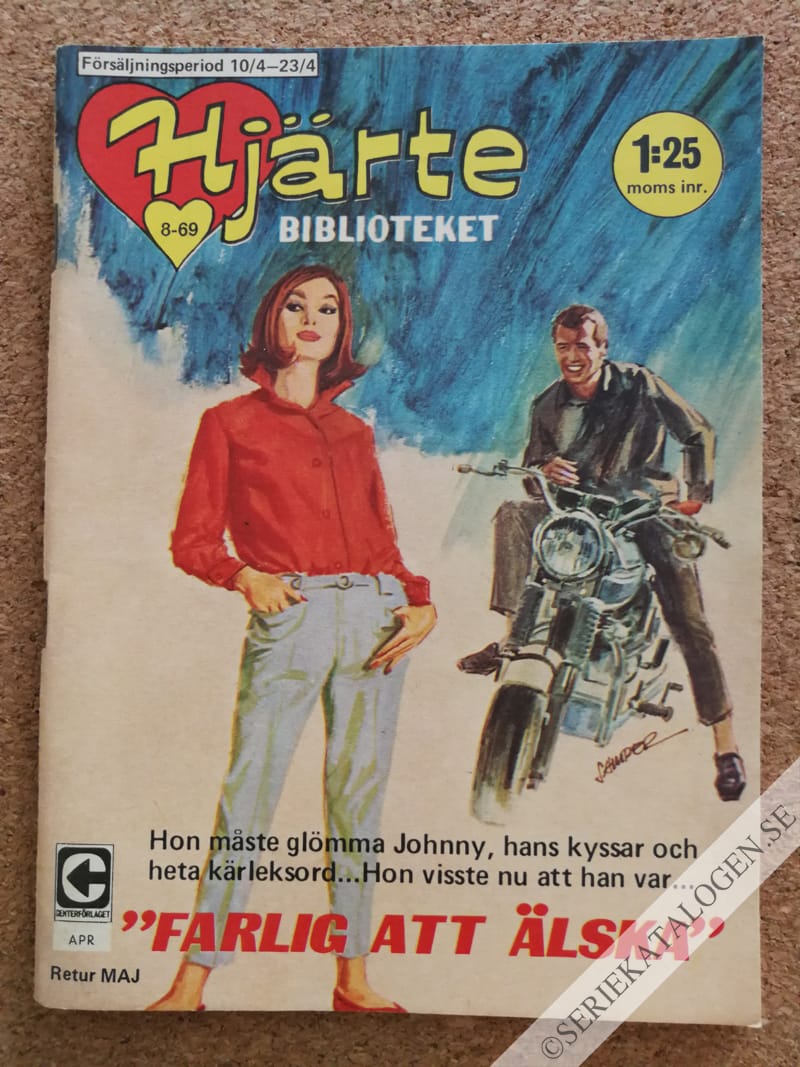 Framsida på Min melodis hjärtebibliotek #8 - Farligt att älska (1969)