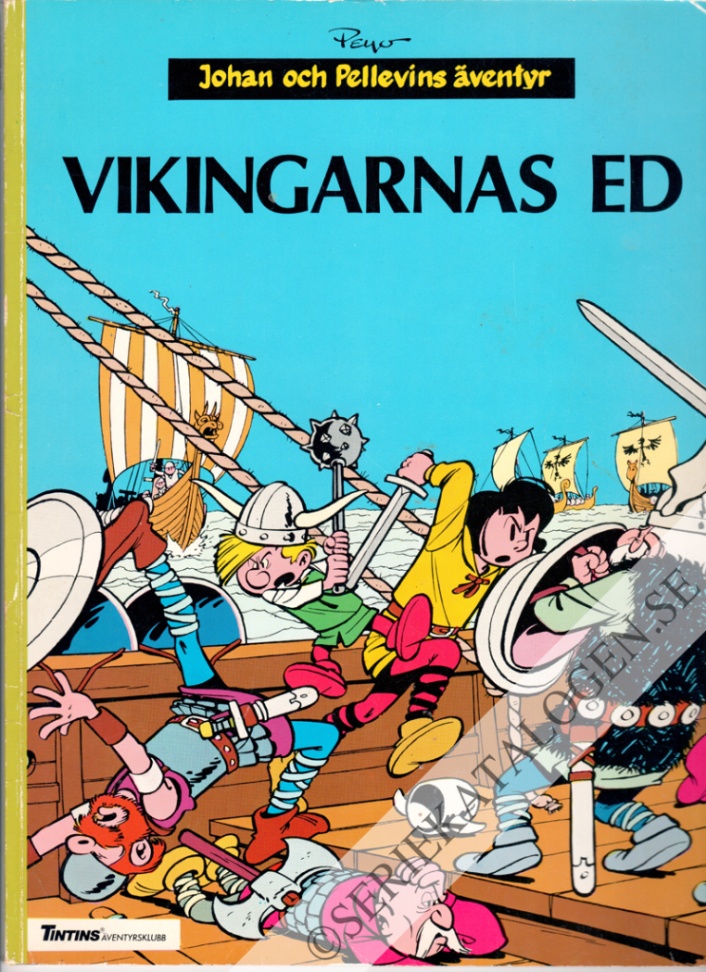 Framsida på Tintins äventyrsklubb Vikingarnas ed (1989)