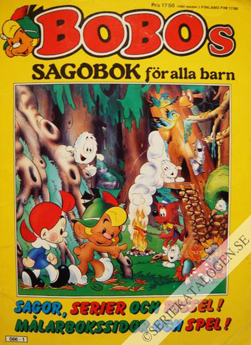 Framsida på Bobo Bobos sagobok för alla barn - Sagor, serier och pyssel - Målarbokssidor och spel! (1984)