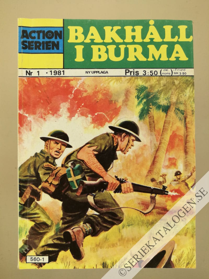 Framsida på Actionserien Bakhåll i Burma (1981)