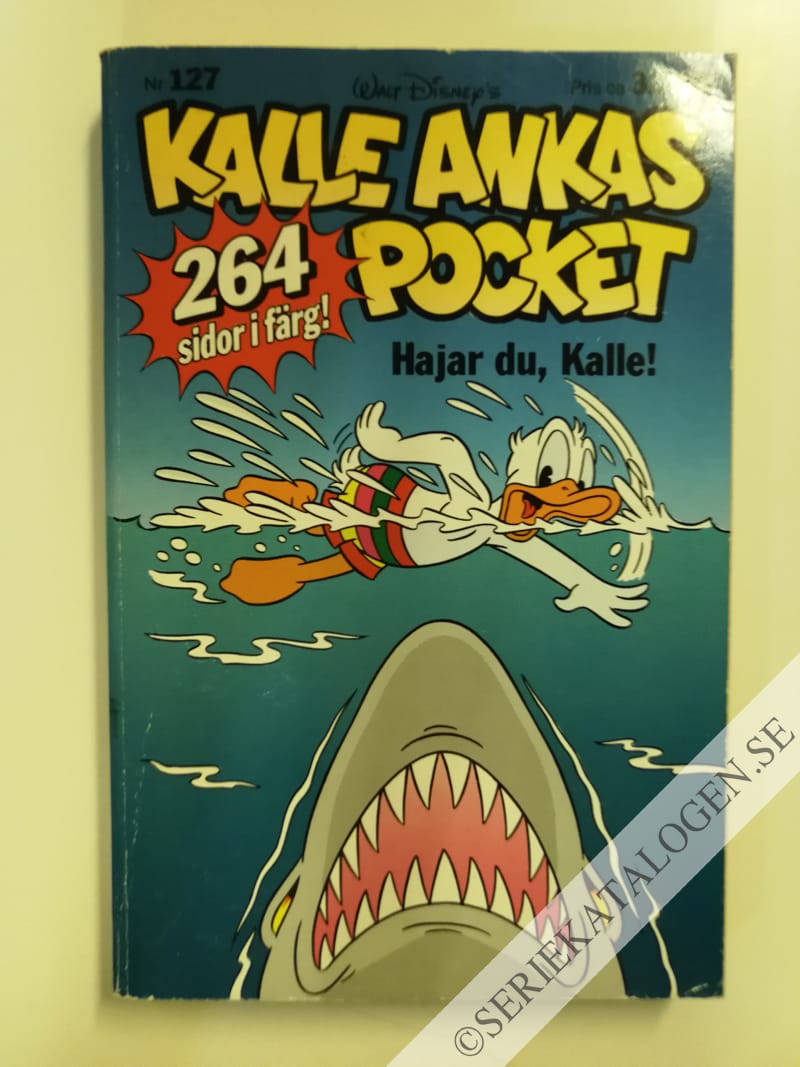 Framsida på Kalle Ankas pocket #127 - Hajar du, Kalle! (1990)