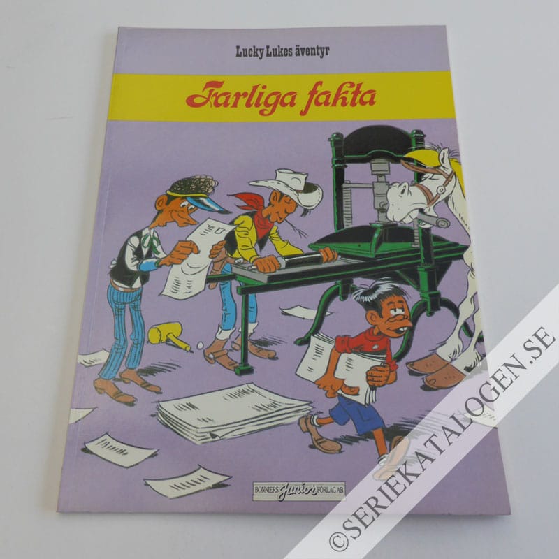 Framsida på Lucky Lukes äventyr Farliga fakta (1985)