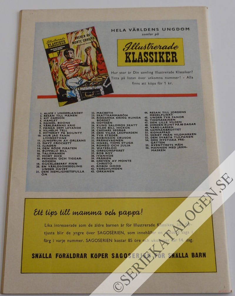 Baksida på Den svarta tulpanen (1958)