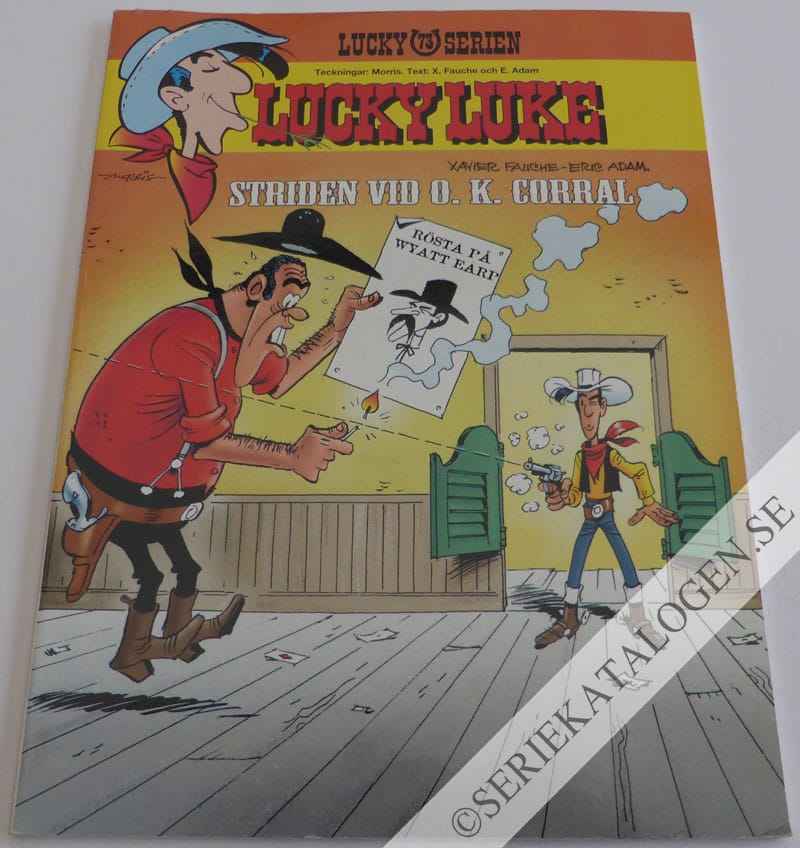 Framsida på Lucky Lukes äventyr #73 - Striden vid O.K. Corral (1997)